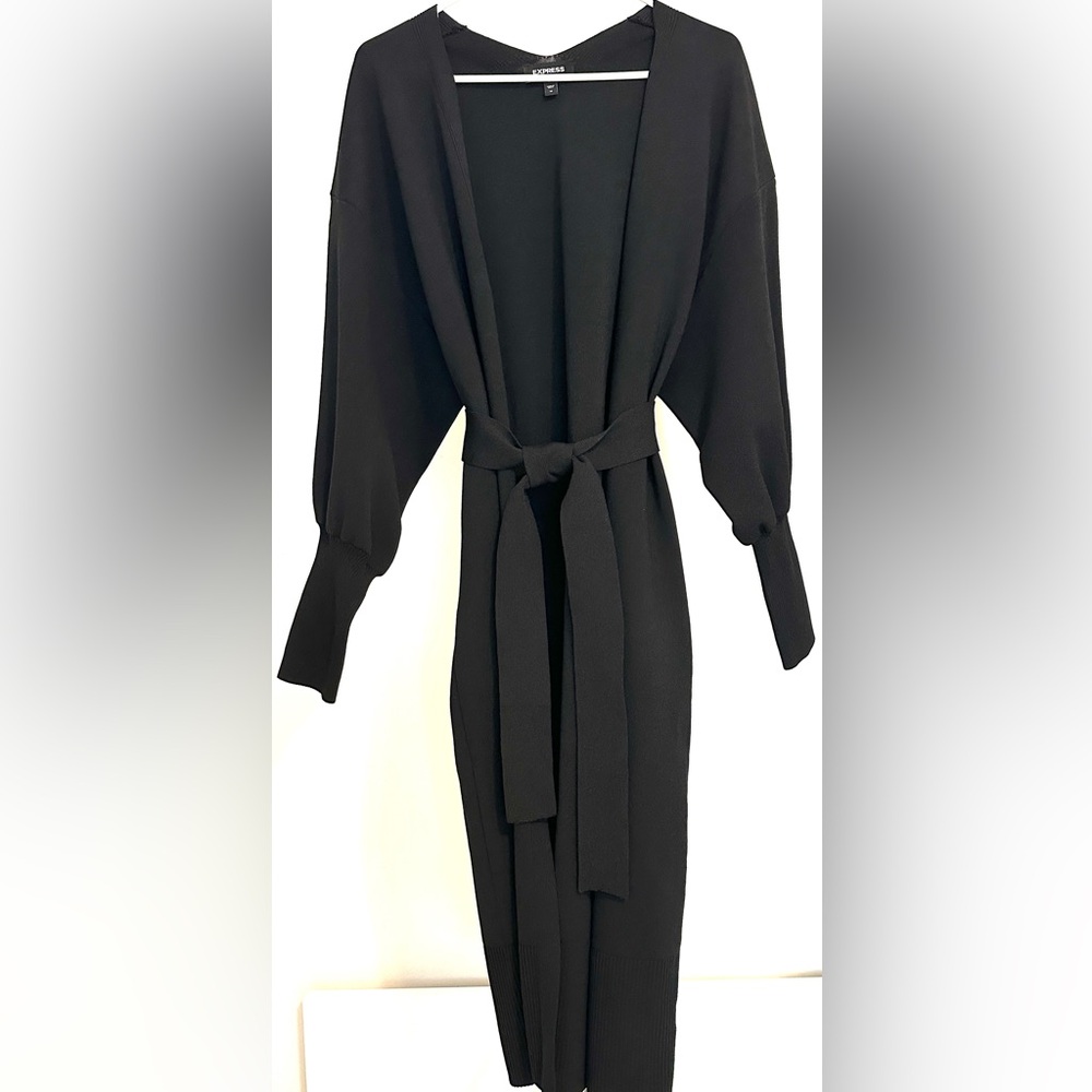 Express Elegant Black Long-Sleeve Sweater Cardigan